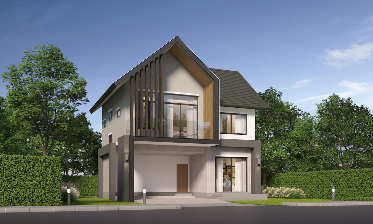 Fasad Rumah Scandinavian 2 Lantai